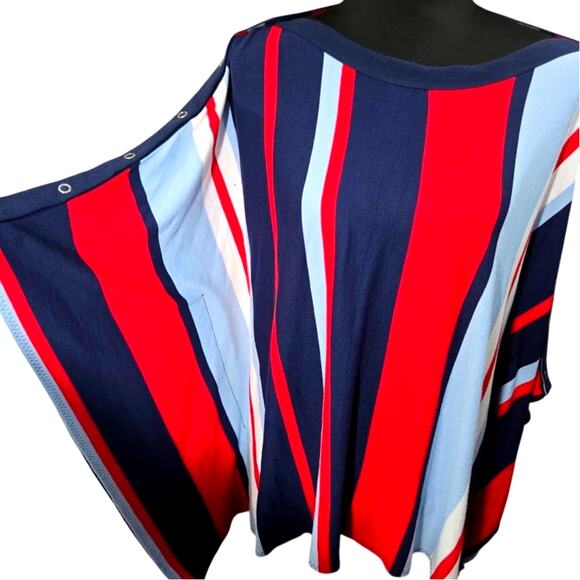 Striped Poncho Blouse – Red, White, Navy – Size M - Picture 9 of 9
